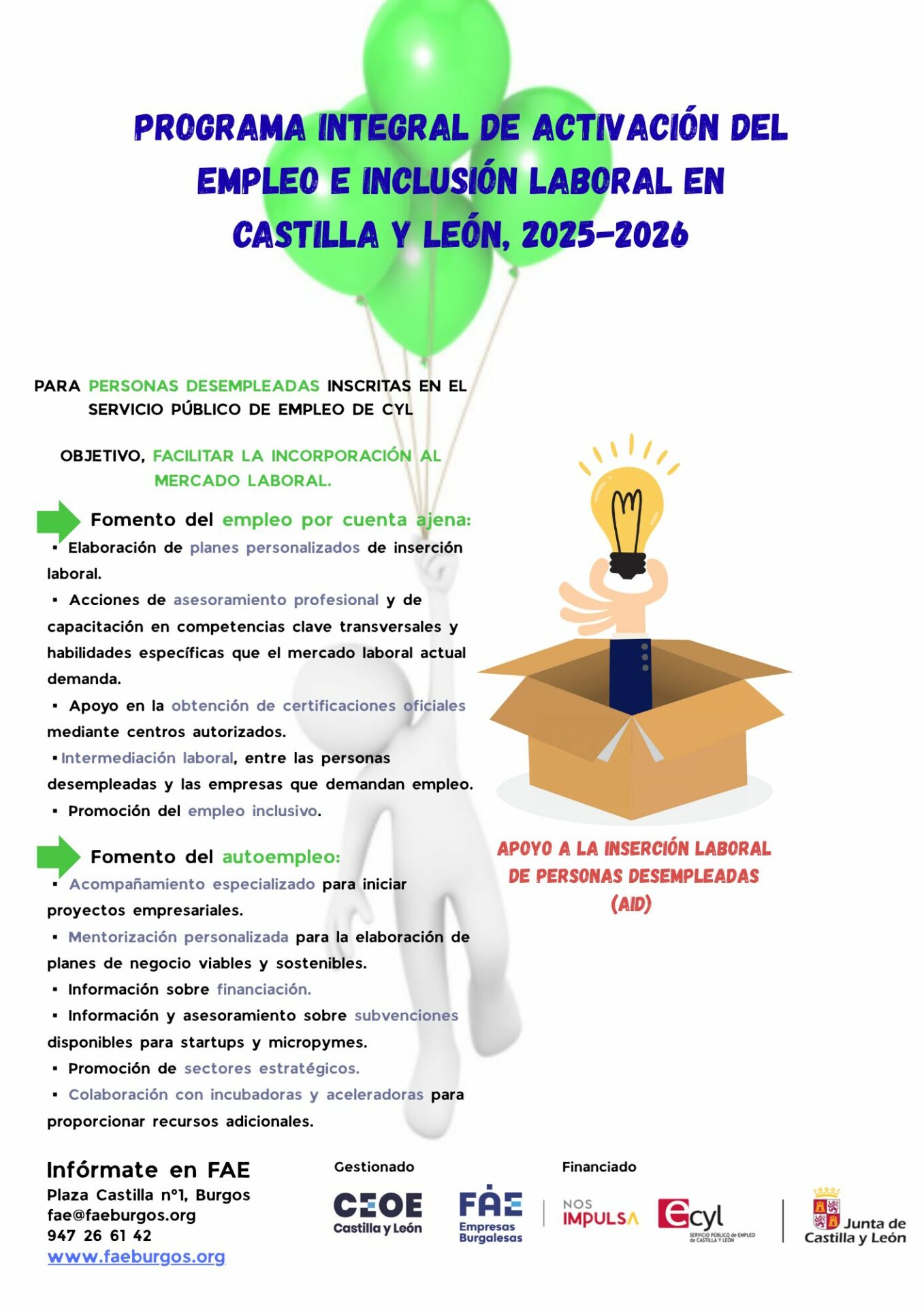 PROGRAMA INTEGRAL DE ACTIVACIÓN DEL EMPLEO E INCLUSIÓN LABORAL EN CASTILLA Y LEÓN 2025-2026 5 AID Apoyo Insercion Laboral Personas Desempleadas