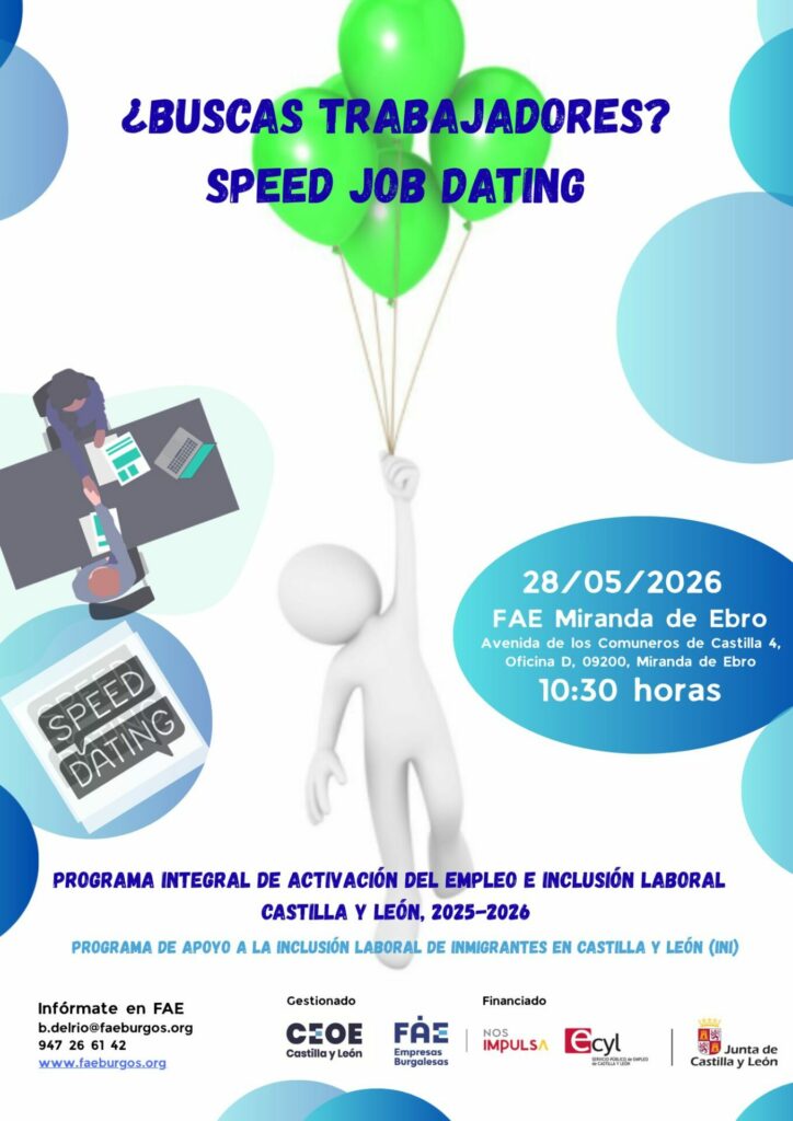 ¿Buscar trabajadores? Speed Job Dating Miranda de Ebro 3 Speed Job Dating 28 de mayo Miranda de Ebro 1