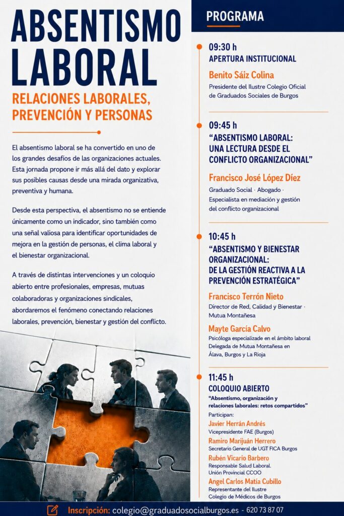 ABSENTISMO LABORAL: RELACIONES LABORALES, PREVENCIÓN Y PERSONAS 2 cartel 2